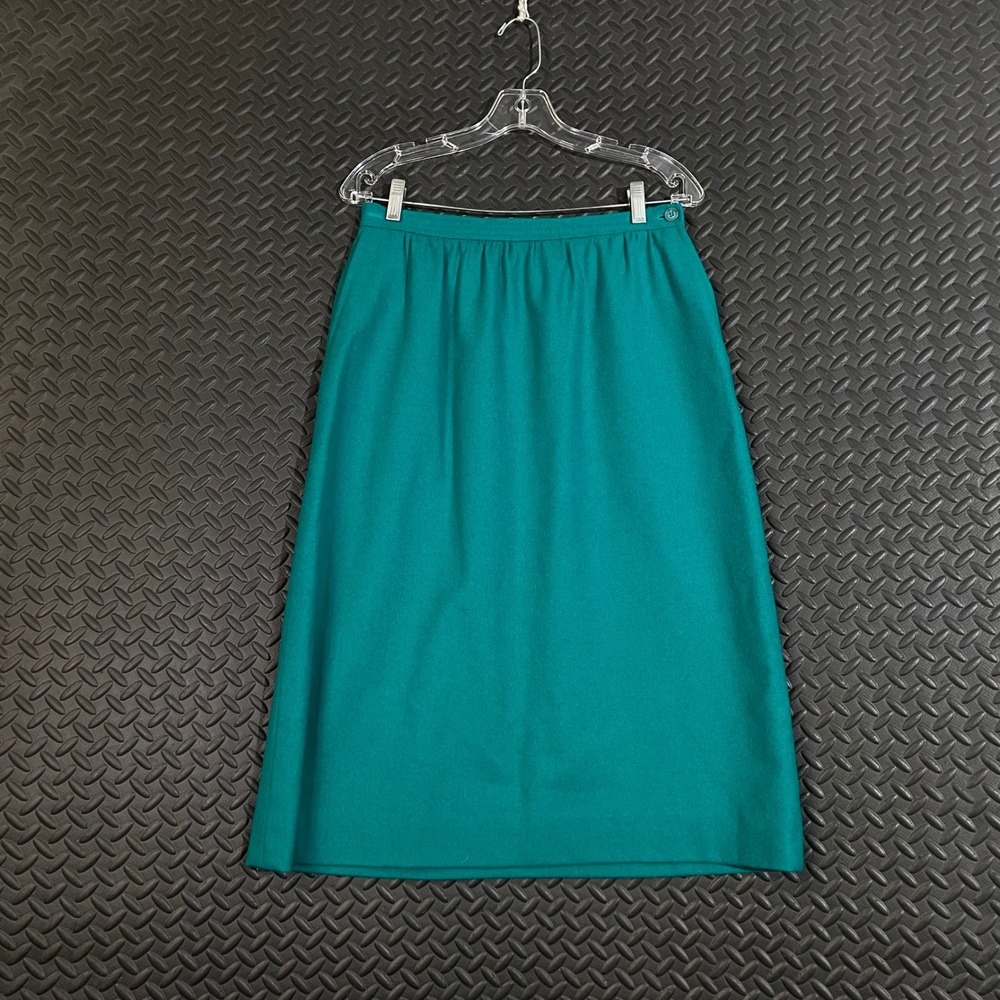 Pendleton Vintage 70s Wool Skirt Women's Size 12 Green A-Line Midi USA Made